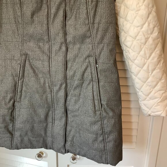 Prana women's Mixer Parka coat small quilted cream grey full zip - Picture 3 of 12